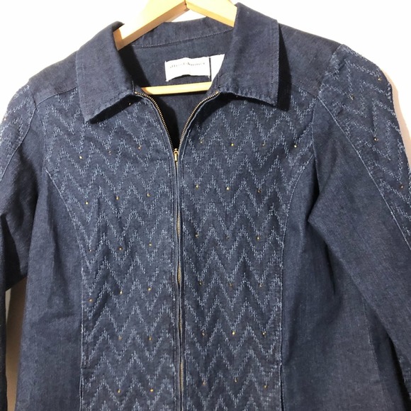5/$25 Alfred Dunner Denim Jean Jacket Chevron 6 P - Picture 2 of 7